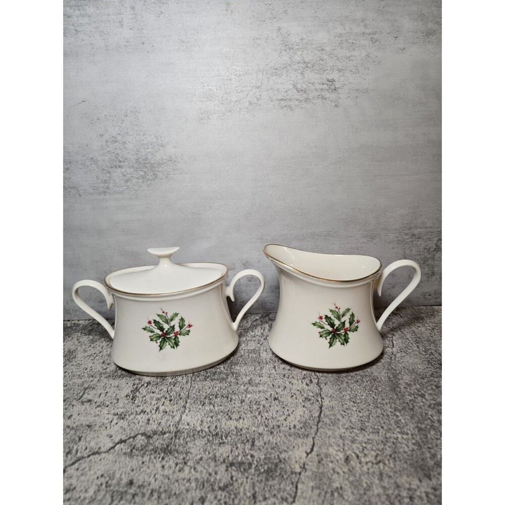 Lenox Holiday Presidential Christmas Creamer & Sugar Bowl Mint!
